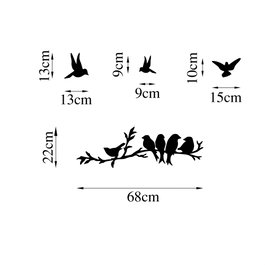 Wallity Accesorio de Pared de Metal Decorativo Bırd Communıty - 4 Piezas - Negro